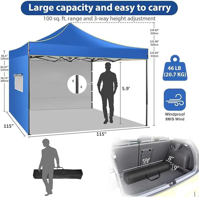 COBIZI 10x10 Heavy Duty Pop up Canopy with 4 Removable Sidewalls, Canopy Tent with Portable Bag, Ez Pop up Tent Commercial Gazebo Waterproof Sunshade for All Weather Party Camp Stall Patio by GreenHaven Gardens