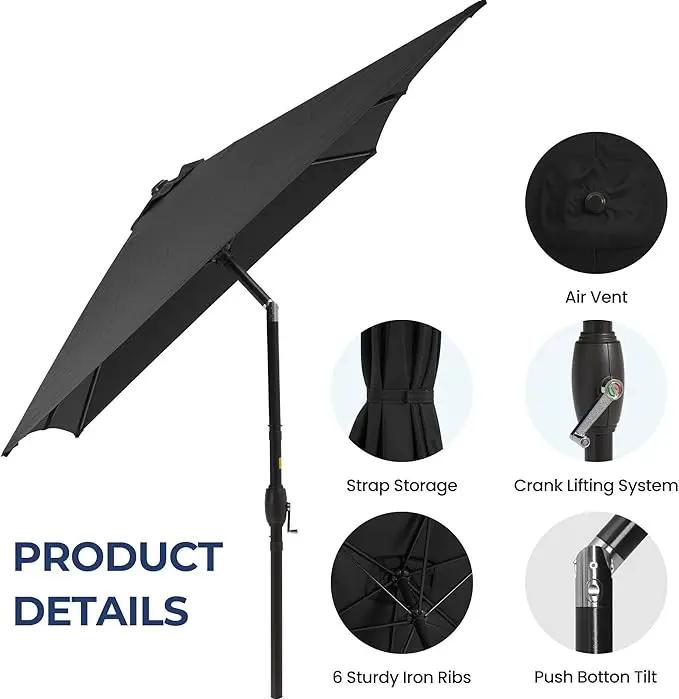 SUNVIVI OUTDOOR Patio Umbrella, 6.5' x 10' Rectangular Patio Umbrella, Metal Pole Square Outdoor Umbrella with Crank and Push Button Tilt, 6 Steel Ribs, Polyester Canopy by GreenHaven Gardens