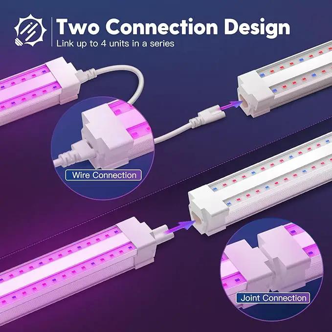 FREELICHT 2 Pack 4FT LED Grow Light, 40W (250W Equivalent), Red Blue (660nm+460nm) Full Spectrum Grow Light for Indoor Plants, Linkable Plug in Plant Growing Lamps for Hydroponic Seeding Veg Flower by GreenHaven Gardens