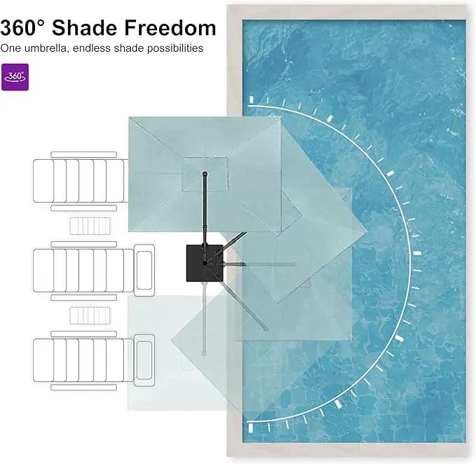 PURPLE LEAF 10' X 13' Rectangle Patio Umbrella Outdoor Large Aluminum Cantilever Umbrella with 3-Year Fade Resistance Recycled Fabric and 360-degree Rotation for Deck Pool Garden, Mint Green by GreenHaven Gardens