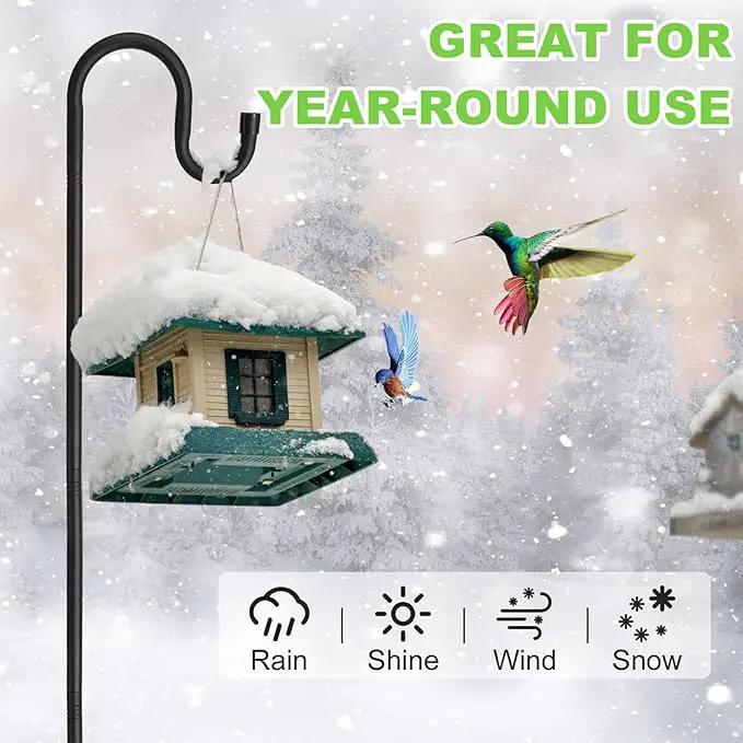 Bird Feeder Pole, 94" Shepherds Hooks for Outdoor, Hummingbird Feeders Stand Heavy Duty with Stable 5-Prong Base, Hanging Plant Shepherd Hook Hanger Stick for Outside Garden Yard Wedding by GreenHaven Gardens