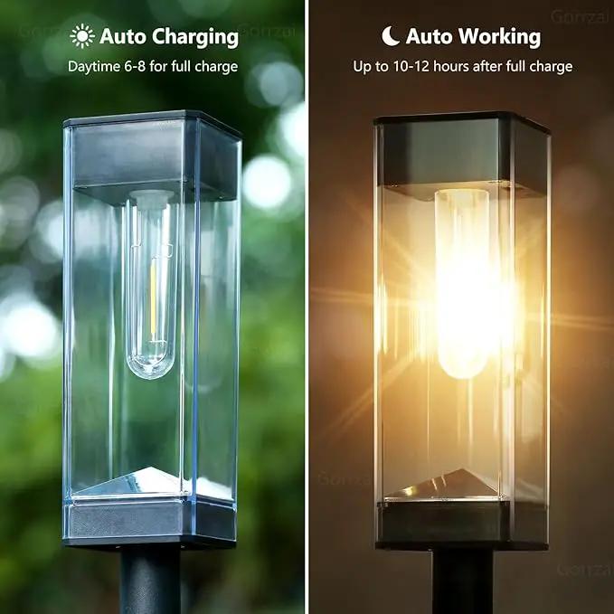 Solar Pathway Lights 8 Pack LED Waterproof Solar Outdoor Lights, Upgraded Stainless Steel Driveway Lighting with Tungsten Filament Bulb for Yard, Landscape, Garden, Walkway, Lawn, Path by GreenHaven Gardens