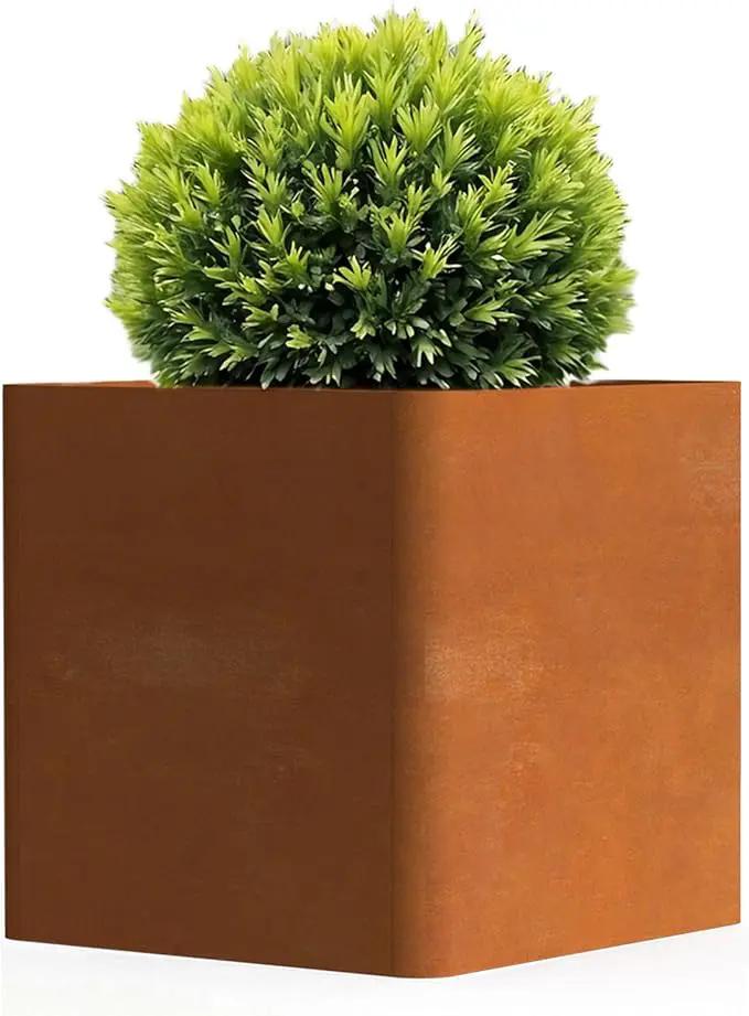 Corten Steel Planter Box 20" L x 20" W x 20" H,Large Metal Square Planter for Outdoor Plants,Metal Cube Flower Pot with Drainage Hole for Porch Hotel Patio Yard by GreenHaven Gardens