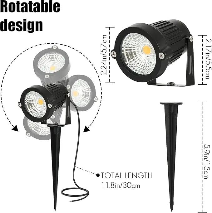 LED Landscape Spotlights Low Voltage 5W 12V 24V Garden Pathway Lights Waterproof IP66 Warm White Walls Trees Flags Outdoor Landscape Lights with Stakes by GreenHaven Gardens