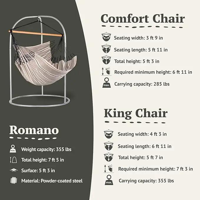LA SIESTA - XL King Habana Cotton Hammock & Romano Steel Stand - Indoor Outdoor Hanging Chair Swing for Bedroom Porch Balcony - Boho Zebra by GreenHaven Gardens