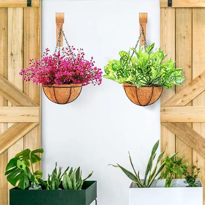 FGSAEOR Plant Hangers Outdoor, Hanging Plant Hooks for Indoors, Wave-Shaped Wooden Hanging Baskets for Wall Plant Hooks Heavy Duty for Flower Pots Wind Chimes and Bird Feeders (2-Pack, 6.8-Inch) by GreenHaven Gardens
