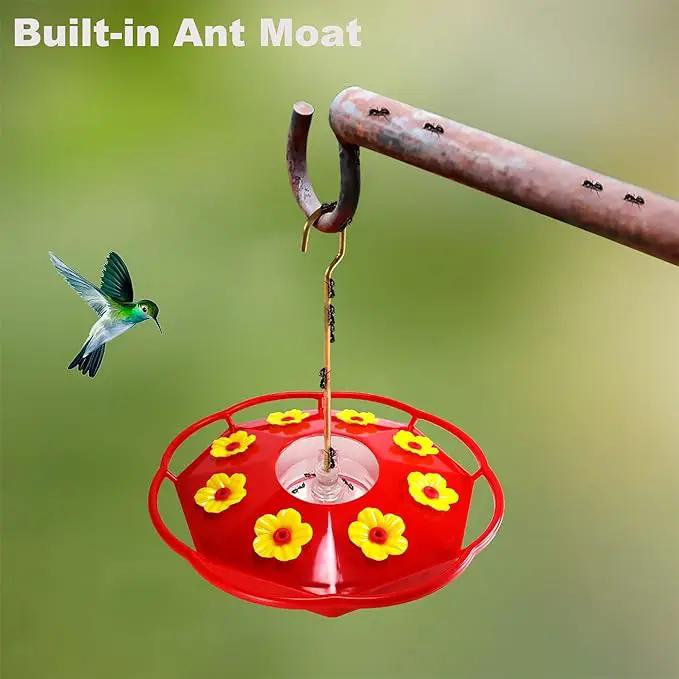 Hummingbird Feeders for Outdoors Hanging - 8 Feeding Ports 16 oz Plastic Hummingbird Feeder, Bee-Proof Leak-Proof No Drip, Easy to Clean with Cleaning Brushes by GreenHaven Gardens
