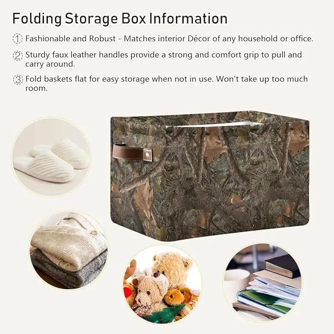 Camouflage Rectangular Storage Basket Organizer Bin Shelf Baskets For Clothes Gifts For Home Office Dorm by GreenHaven Gardens
