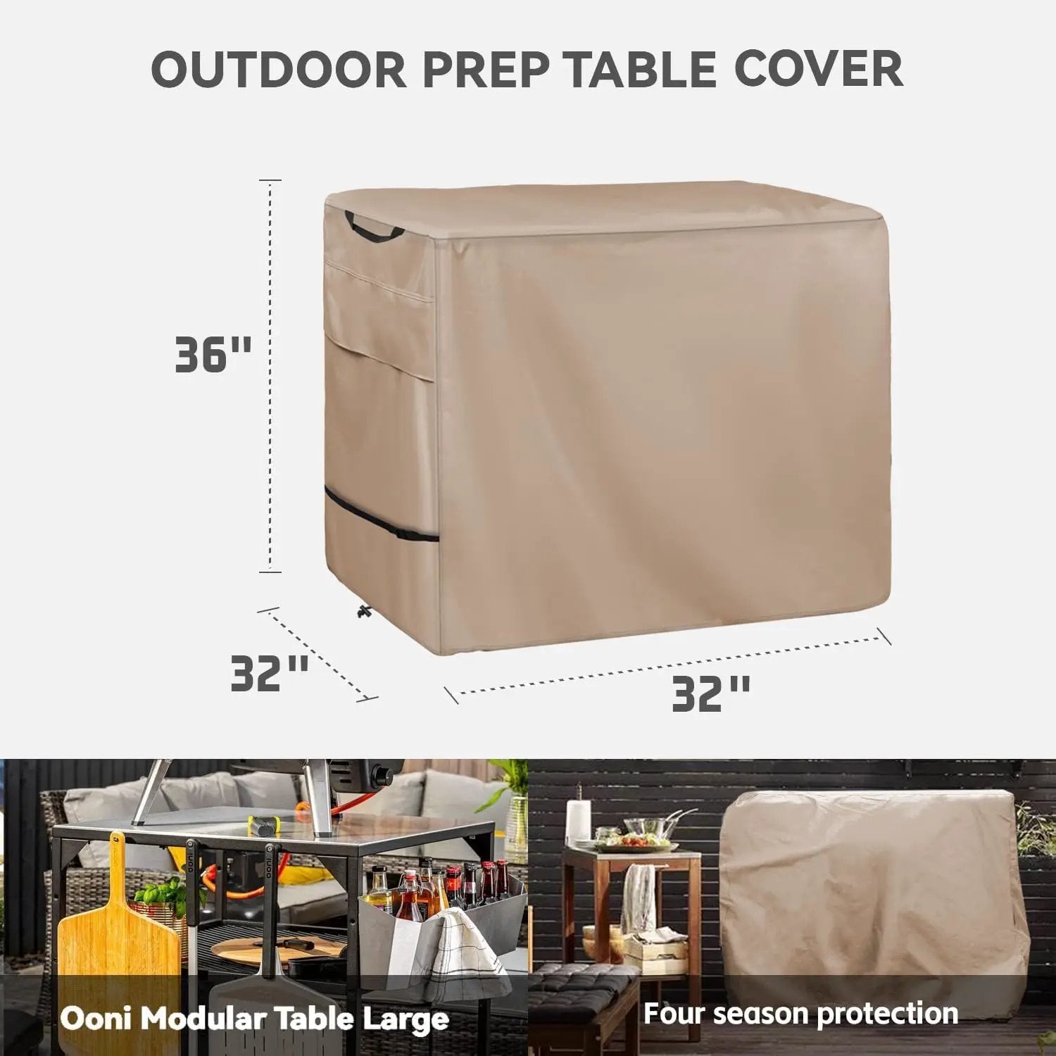 Outdoor Pizza Oven Table Cover - Heavy Duty Waterproof Cover for Ooni Large Table,Khaki by GreenHaven Gardens