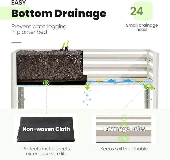 KING BIRD Raised Garden Bed with Cover & Netting Galvanized Elevated Large Planter Box with Legs 48×24×56 in for Backyard, Patio, Balcony, 400lb Capacity, Beige by GreenHaven Gardens