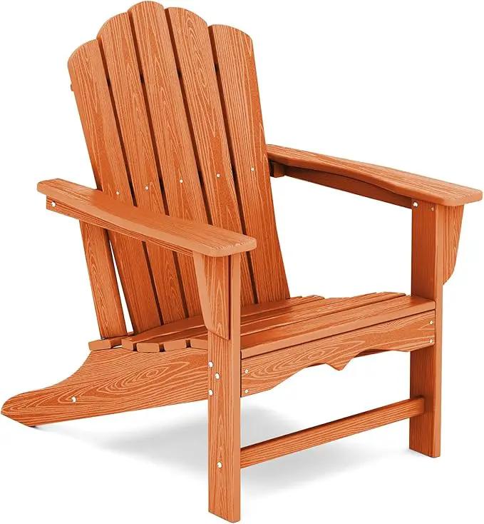 KINGYES HDPE Adirondack Chair, Classic All-Weather Adirondack Chair, Orange by GreenHaven Gardens