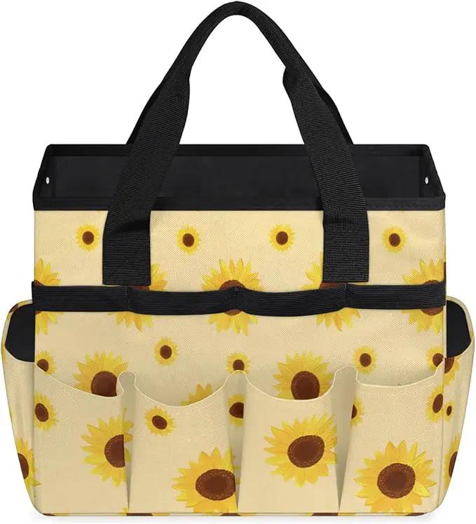 Sunflower Gardening Tool Bag,Heavy Duty Garden Tote Bag,Portable Oxford Gardening Storage Basket Organizer Handbag with Pockets Handle,Hand Tools Gifts for Outdoor Garden Lawn Yard by GreenHaven Gardens