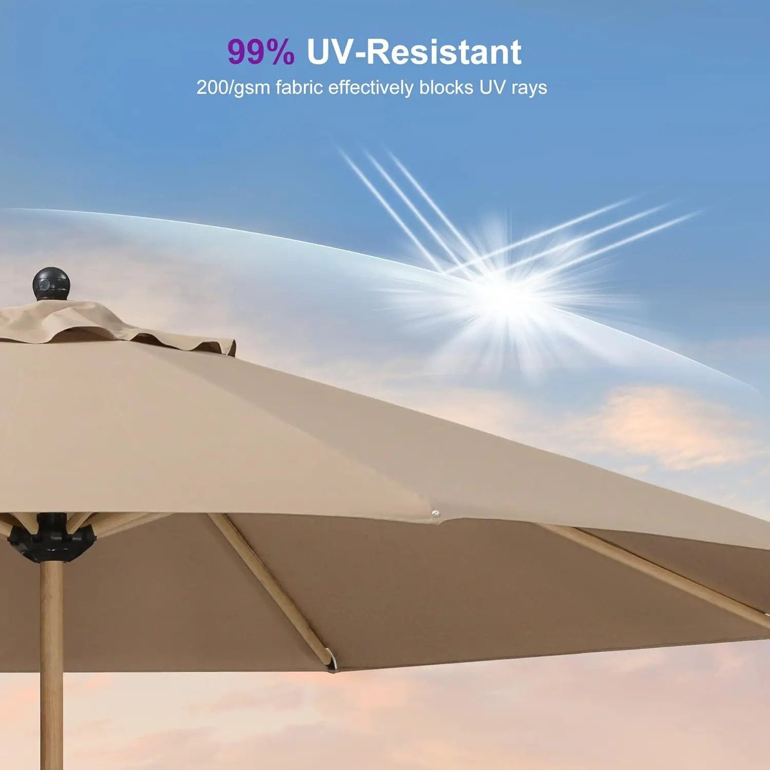 PURPLE LEAF 11 Feet Patio Umbrella with Base Outdoor Umbrella Round Market Umbrella with Crank & 8 Ribs Commercial Aluminum Table Umbrella for Outdoor Garden, Taupe by GreenHaven Gardens