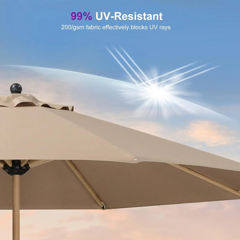 PURPLE LEAF 11 Feet Patio Umbrella Outdoor Table Umbrella Round Aluminum Market Umbrella with 8 Sturdy Ribs & Crank Commercial Outdoor Umbrellas for Garden Deck Patio, Taupe by GreenHaven Gardens