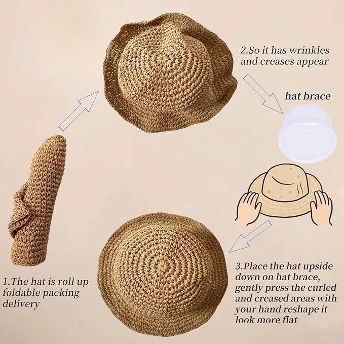 Floppy Big Beach Straw Hats for Women Foldable Summer Wide Brim Packable Sun Hat Womens Travel Straw Fedora Hat by GreenHaven Gardens