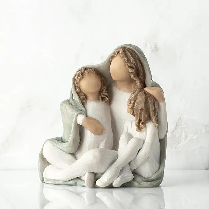 Willow Tree Cozy, Close Together, we Three, Loving Embrace from Mother, Grandmother, Caregiver, Nanny, Depicts Playful Relationship and Imaginative Play, Sculpted Hand-Painted Figure by GreenHaven Gardens