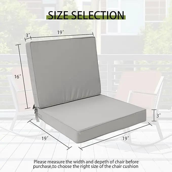 Outdoor Deep Seat Cushion Set 19" x 19", Water Repellent & Fade Resistant Cushion for Patio Furniture, Back & Seat Cushion with Removable Covers for Sofa, Couch, Light Grey by GreenHaven Gardens