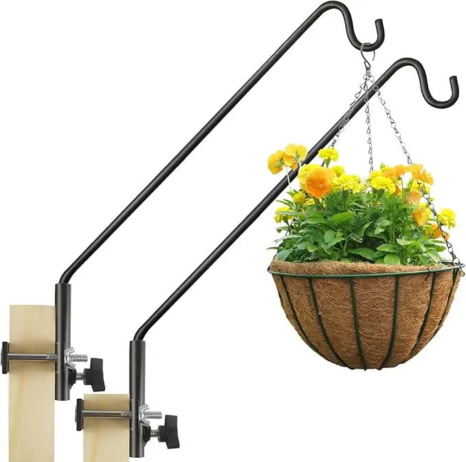 2 Packs Extended Fence Deck Hook Rail Hook Heavy Duty Bird Feeder Hook, 360 Degree Rotary and Length Adjustable Plant Bracket for Bird Feeders Planters Suet Baskets Lanterns Wind Chimes and More by GreenHaven Gardens