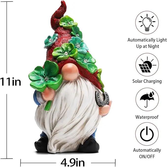 Garden Gnome Statue with Solar Lights Large Sculptures Funny Triple Gnome Outdoor Patio Lawn Yard Garden Decor Gifts for Women Mom 11in Spring Gnomes Outdoor by GreenHaven Gardens