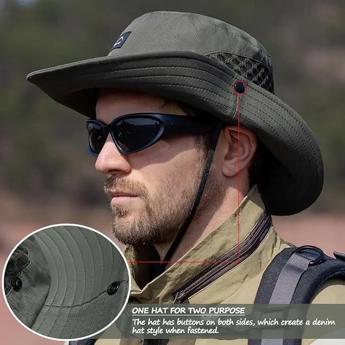 Fishing Hat, UPF50+ Wide Brim Sun Hat for Men Women, UV Protection Hiking Beach Bucket Hats Summer Safari Hat by GreenHaven Gardens