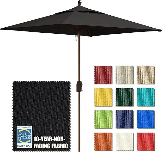 EliteShade USA 10-Year-Non-Fading Sunumbrella 6x6Ft Square Market Umbrella Patio Outdoor Table Umbrella with Ventilation（Black） by GreenHaven Gardens