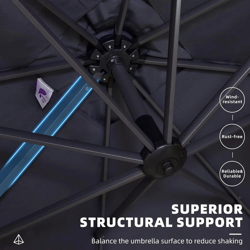 PURPLE LEAF 9' X 11.5' Patio Umbrella Outdoor Cantilever Rectangle Umbrella Aluminum Offset Umbrella with 360-degree Rotation for Garden Deck Pool Patio, Grey by GreenHaven Gardens