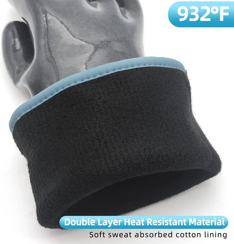 DEYAN Silicone BBQ Gloves, 932°F Heat Resistant Oven Gloves with Fingers, Kitchen Waterproof Hot Proof Glove for Fryer, Smoker, Baking, Cooking, Cutting(8/M) by GreenHaven Gardens