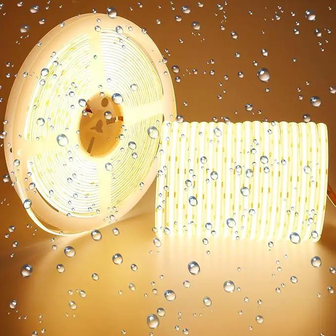 15M/49.2ft 24V COB LED Strip Light Waterproof IP65 Warm White 3000K Uniform Glow 5760LEDs CRI 93+ Flexible LED Tape Lights for DIY Cabinet Bedroom Kitchen Home Decor(No Power Supply) by GreenHaven Gardens