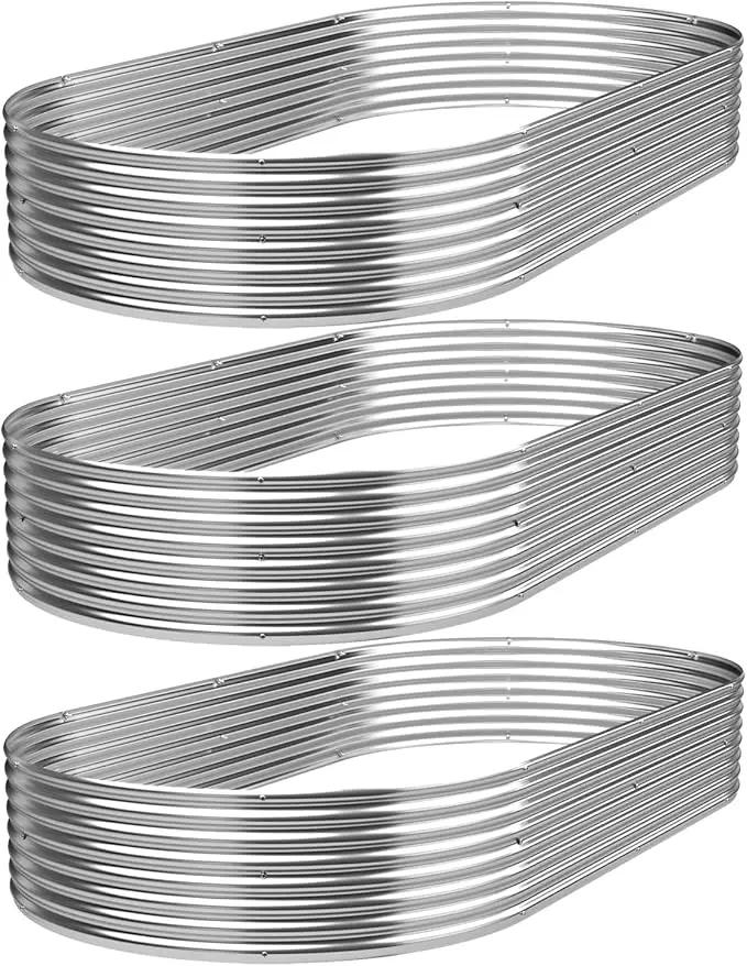 3 Pack Galvanized Raised Garden Bed Outdoor,Metal Garden Bed for Vegetables,Steel Raised Beds for Gardening,Above Ground Garden Box for Flower-45x20 inch by GreenHaven Gardens