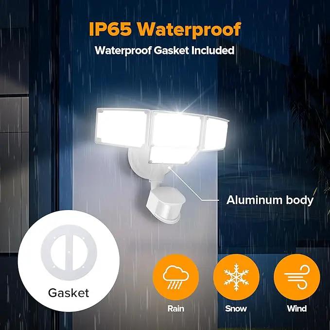LUTEC 80W 9000LM LED Security Lights Motion Sensor Outdoor Lights, 4 Head LED Flood Light Outdoor 5000K Daylight, IP65 Waterproof, Motion Detected Light for Outside, Garage, Yard - 2 Pack (White) by GreenHaven Gardens