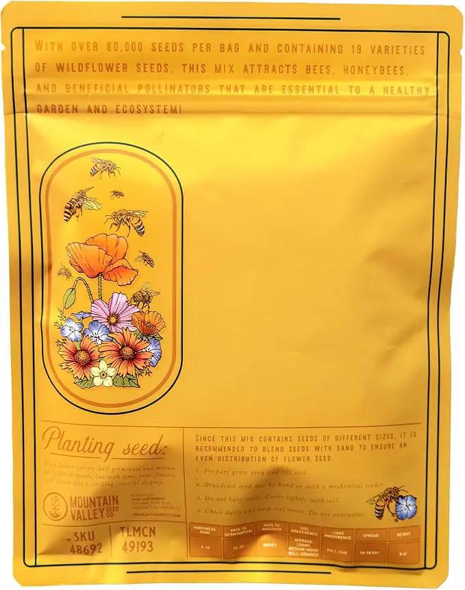 Wildflower Seeds Bulk, 2 Oz. 80,000+ Seeds – Save The Bees Mix with 19 Non-GMO Varieties – Bee Friendly & Pollinator Wildflower Seed for Planting by GreenHaven Gardens