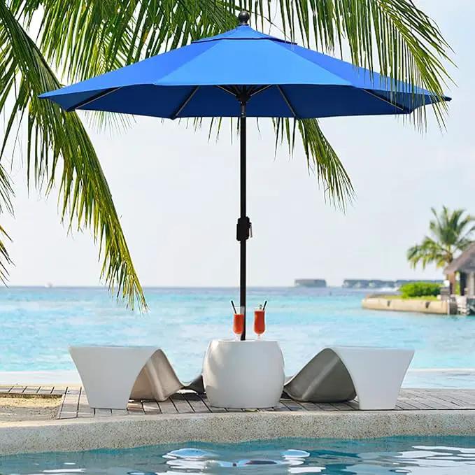 EliteShade USA 10-Year-Non-Fading 9Ft Market Umbrella Patio Umbrella Outdoor Table Umbrella with Ventilation,Royal Blue by GreenHaven Gardens
