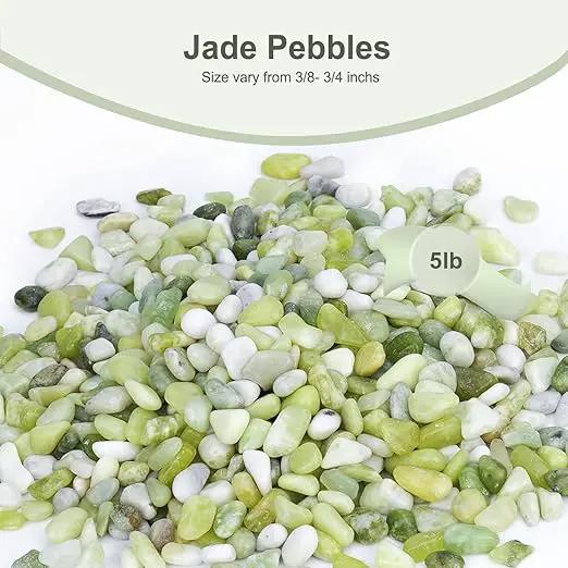 5 lbs Jade Pebbles for Indoor Plants, Decorative Pebbles for Bamboo, Vase, 3/8" Plant Gravel for Pots Indoor, Highly Polished Small River Rocks by GreenHaven Gardens