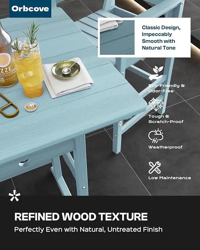 Adirondack Outdoor Bar Table, Durable HDPE Composite, Weather Resistant, Easy to Clean, Perfect for Backyard and Poolside Use, Light Blue by GreenHaven Gardens