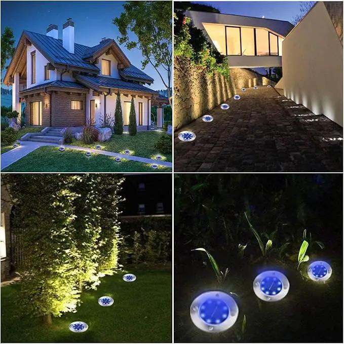 Solar Ground Lights - Upgraded Waterproof Garden Lights for Outdoor, Landscape, Yard, Deck, Lawn, Patio, Walkway (8 Pack Blue) by GreenHaven Gardens