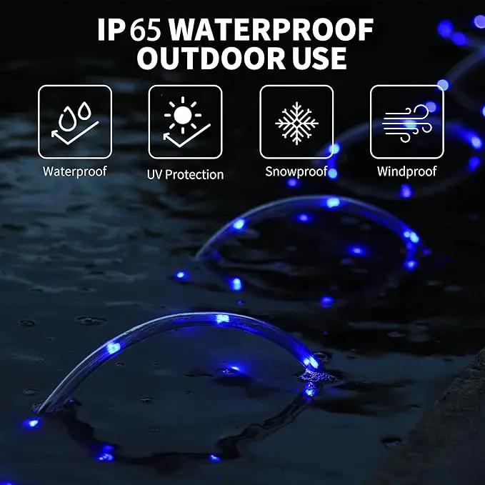 LED Rope Lights for Outside, 20Ft 360°Blue Solar Rope Lights Outdoor Waterproof, 86 LEDs 110V 8 Modes Remote Control Timer Christmas Rope Lights for Party Holiday Garden Decoration (Blue) by GreenHaven Gardens