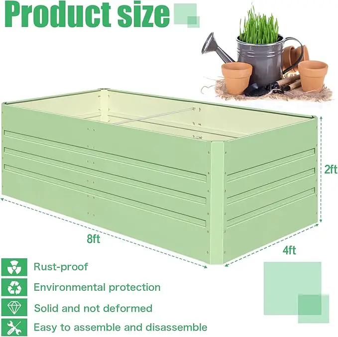 SnugNiture Galvanized Raised Garden Bed 8x4x2FT Outdoor Large Metal Planter Box Steel Kit for Planting Vegetables, Flowers by GreenHaven Gardens