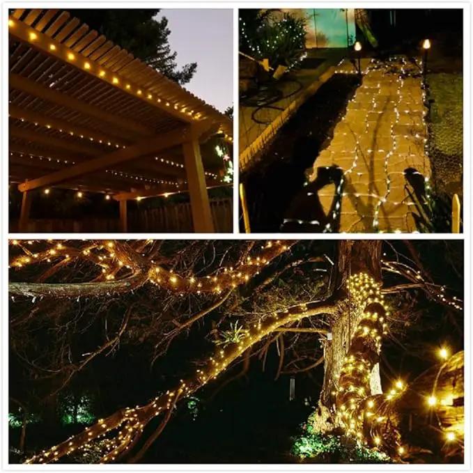 Solar String Lights Outdoor, 2 Pack 144FT 400 LED Solar Christmas Twinkle Lights Outside Waterproof Copper Wire with 8 Modes Solar Fairy Lights for Garden Tree Birthday Christmas Decor(Warm White) by GreenHaven Gardens
