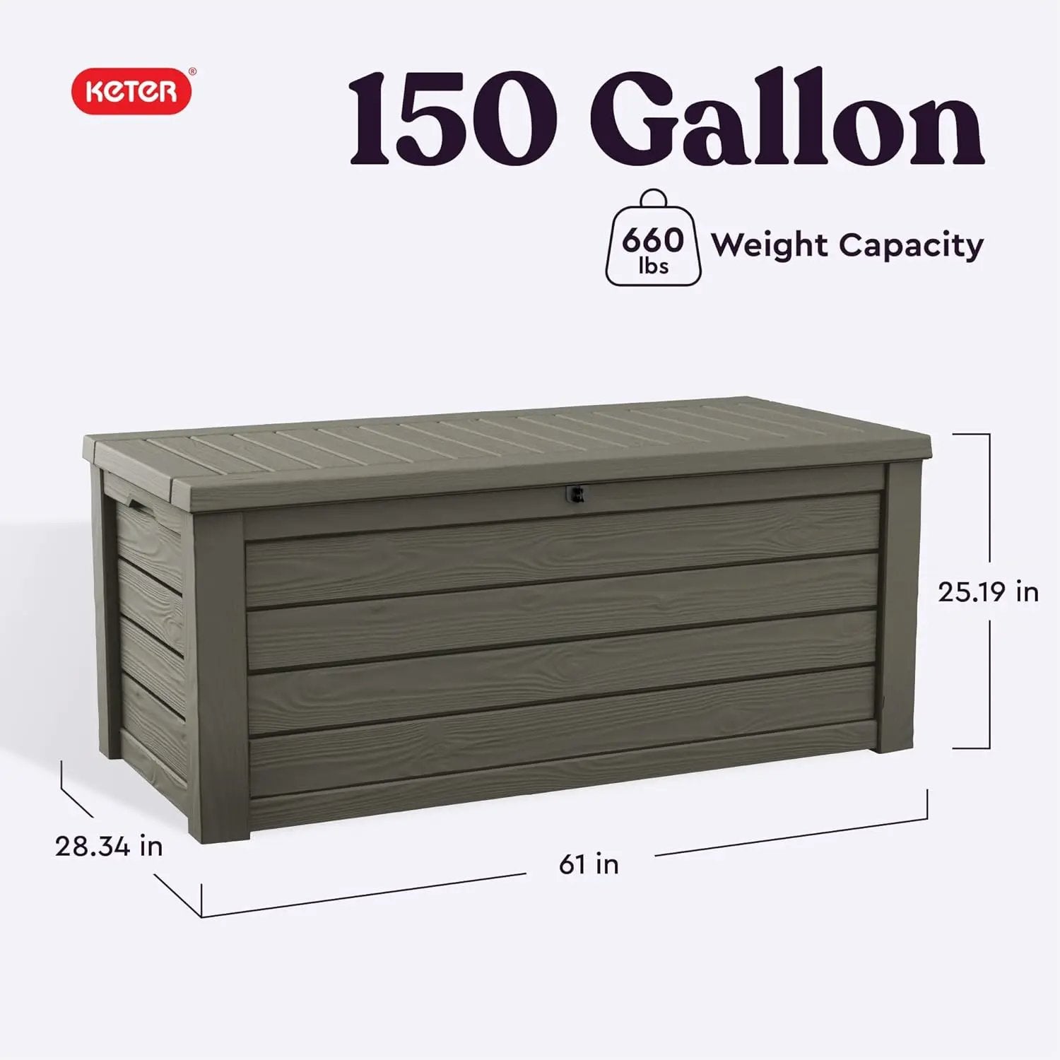 Keter Westwood 150 Gallon Resin Large Outdoor Storage Box for Patio Furniture, Outdoor Cushions, Garden Tools and Pool Floats, Mossy Brown by GreenHaven Gardens