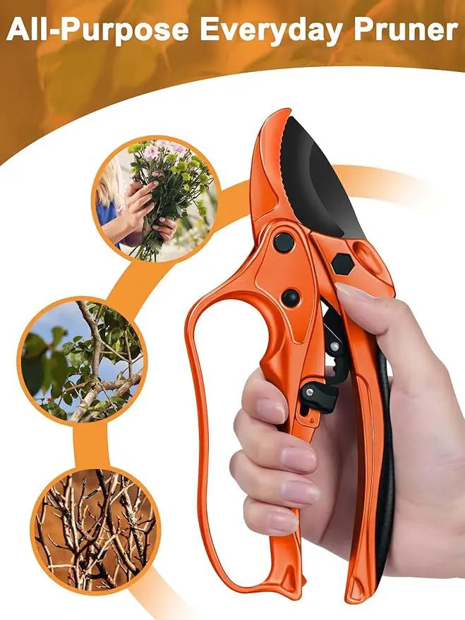Ratchet Anvil Pruning Shears for Gardening Heavy Duty, Labor-Saving Design Garden Clippers for Arthritis Weak Hands, 3/4" Cut Capacity Branch Cutter for Tree Trimming, Flower, Rose, Plant by GreenHaven Gardens
