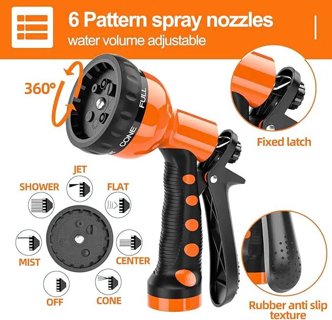 3/8” Lightweight Coil Garden Hose 75 FT, EVA Retractable Curly Water Pipe with 6-Pattern Spray Nozzle for Boat, Greenhouse, Yard, Patio (Orange) by GreenHaven Gardens