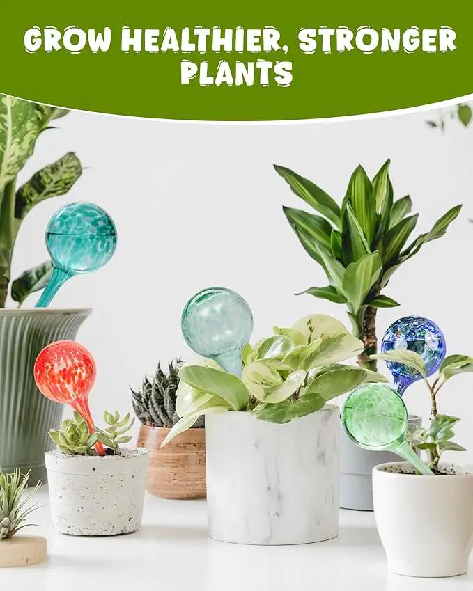 Iridescent Self Watering Globes, Glass Rainbow Plant Watering Globes, Self Watering Planter Insert, Automatic Plant Waterer Indoor (Large-4 Pcs Multi-Color, Large) by GreenHaven Gardens