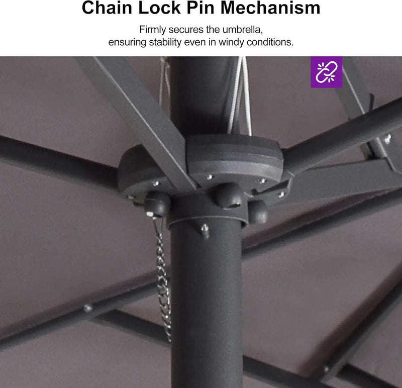PURPLE LEAF 15ft Patio Market Umbrella with Base Included Double-Sided Rectangle Outdoor Umbrella Table Umbrella with Crank for Pool Garden Deck, Light Grey by GreenHaven Gardens