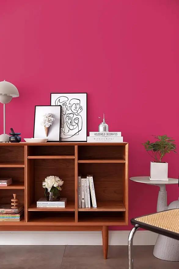 Dimoon 236''x17.7'' Pink Peel and Stick Wallpaper Contact Paper Modern Self Adhesive Wall Paper Removable Renter Friendly Textured Solid Color Shelf Cabinet Vinyl Roll (236''x17.7'',Rose Red) by GreenHaven Gardens