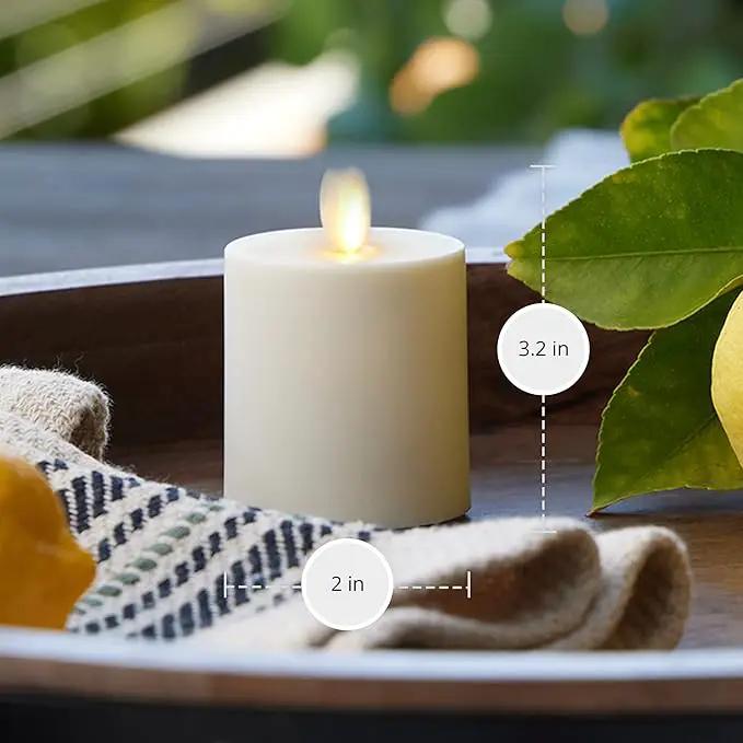 Luminara Outdoor Votive Flameless LED Candle, Pearl Ivory 2" x 3.2", Moving Flame Battery Operated Timer Remote Ready IPX4 Matte Plastic Finish by GreenHaven Gardens