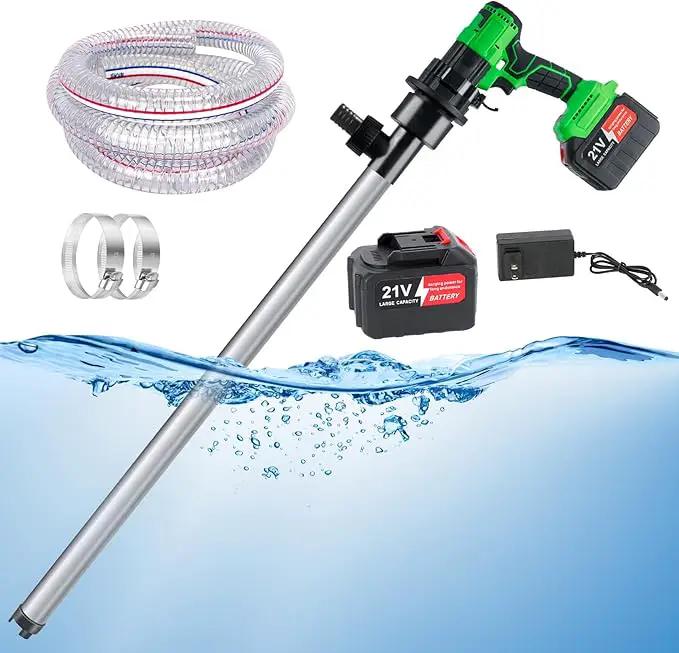 Updated Cordless Stick Water Transfer Pump With 21V Battery, 720GPH Portable Utility Water Pump (With Battery And Charger) Suitable for Garden, Pool, Pond, Deep Well Draining, Maximum Head 32FT by GreenHaven Gardens