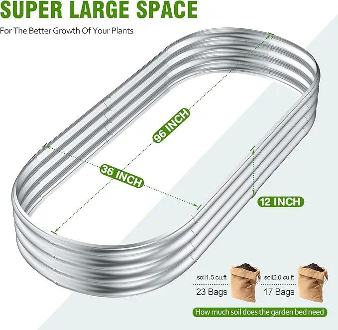 2 Pcs 8 x 3 x 1 FT Galvanized Steel Raised Garden Bed, Large Galvanized Steel Outdoor planter box for for Easy to DIY and clean - Raised Garden Beds outdoor for backyards, terraces and balconies by GreenHaven Gardens