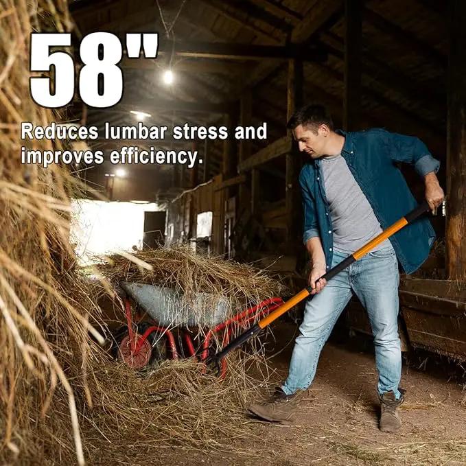 Pitch Fork for Gardening, 5 Tine Pitchfork Heavy Duty with Fiberglass Handle, 58 Inches by GreenHaven Gardens