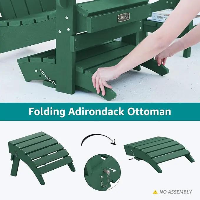 SERWALL Folding Adirondack Ottoman Without Assembly, Green by GreenHaven Gardens
