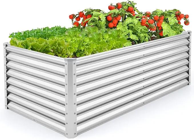 Giantex 6x3x2ft Raised Garden Bed, Large Metal Elevated Rectangular Planter Bed, 271 Gallon Capacity, Outdoor Planting Garden Box for Vegetable Flower Herb Grow (Silver) by GreenHaven Gardens